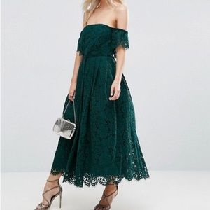 ASOS green lace dress